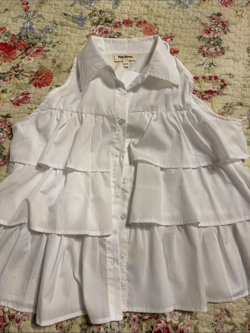 Ladies White Ruffle Tiered Dress
